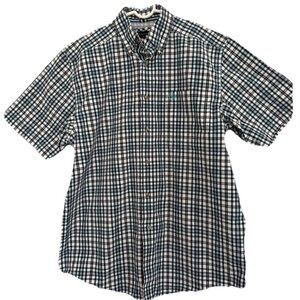 Ariat Men's Short Sleeve Blue Plaid Button-Up Size Medium